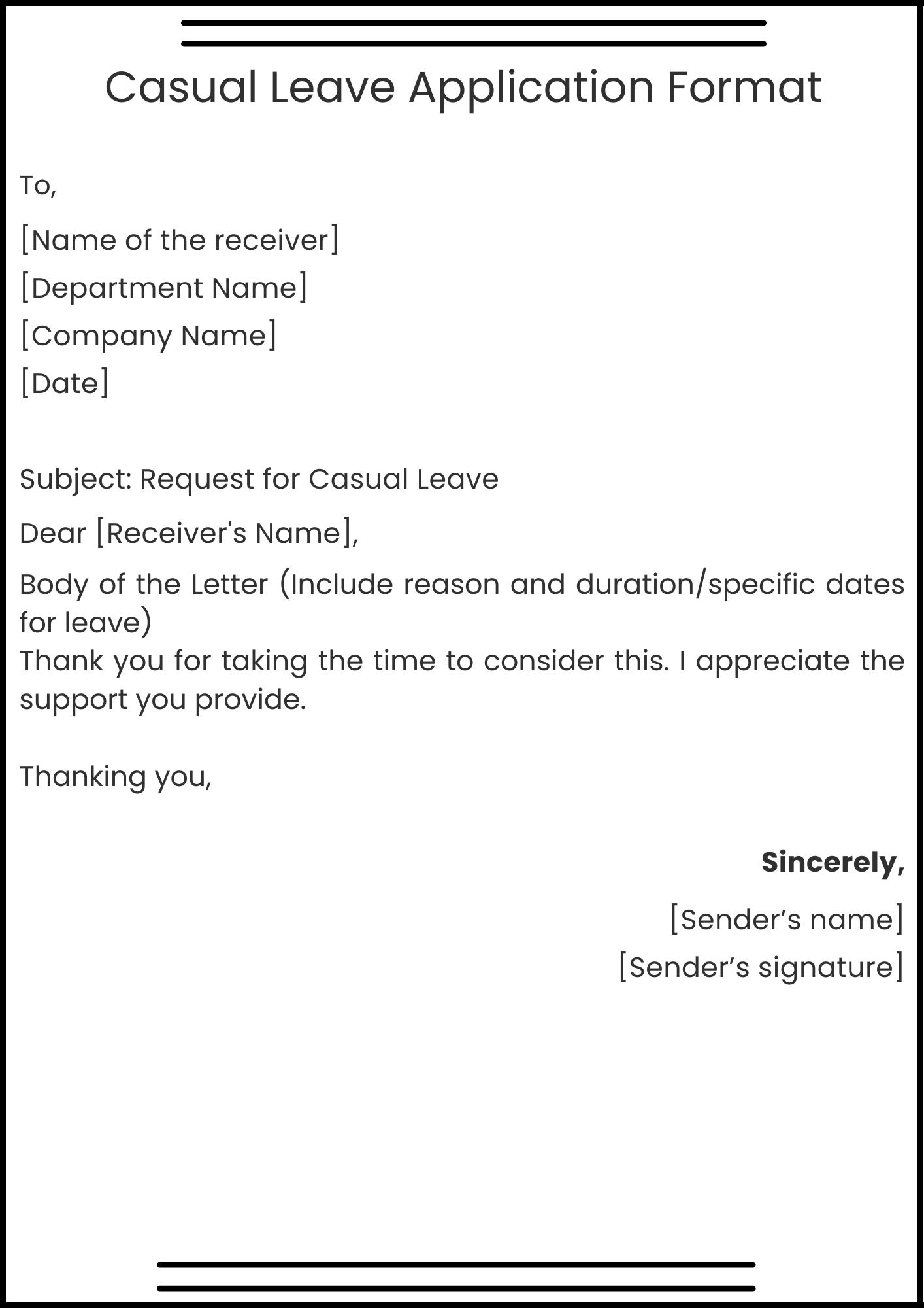 Casual Leave Application Format