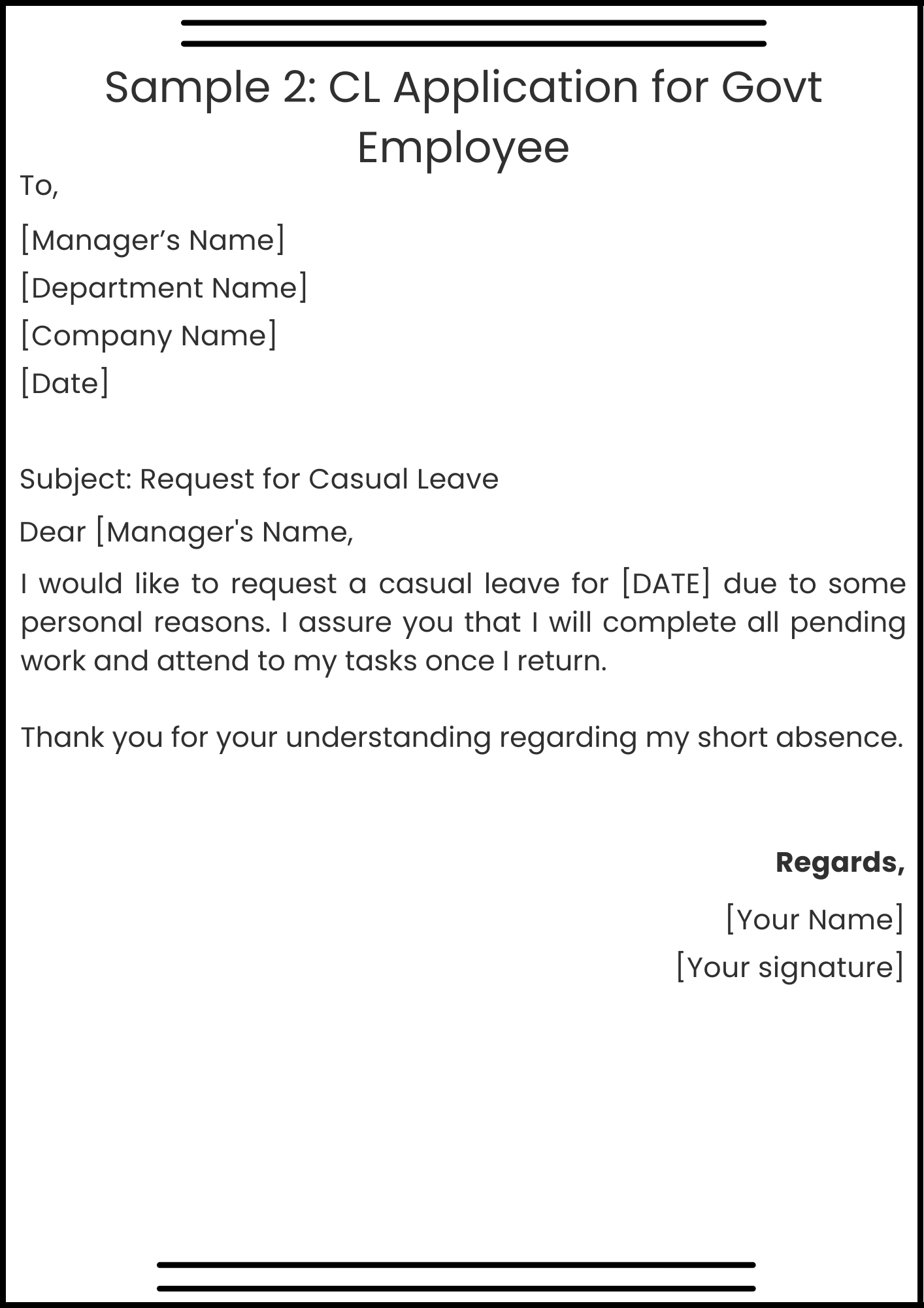 Sample 2: CL Application for Govt Employee