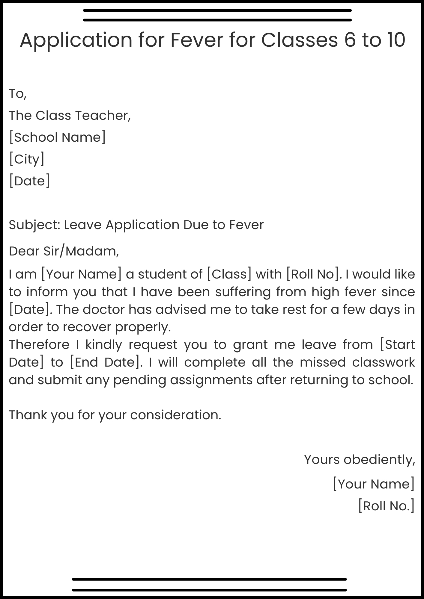 Application for Fever for Classes 6 to 10