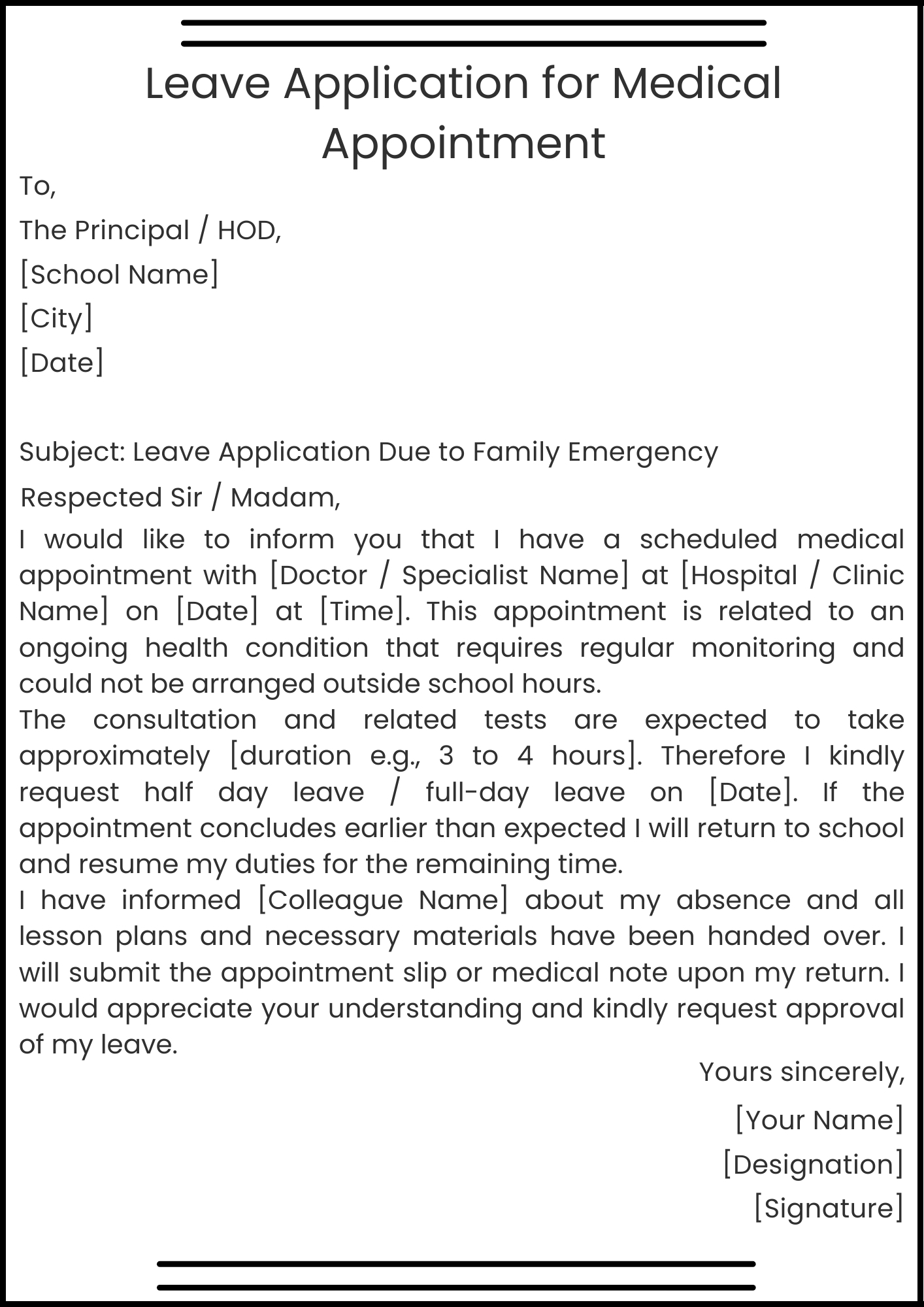Leave Application for Medical Appointment