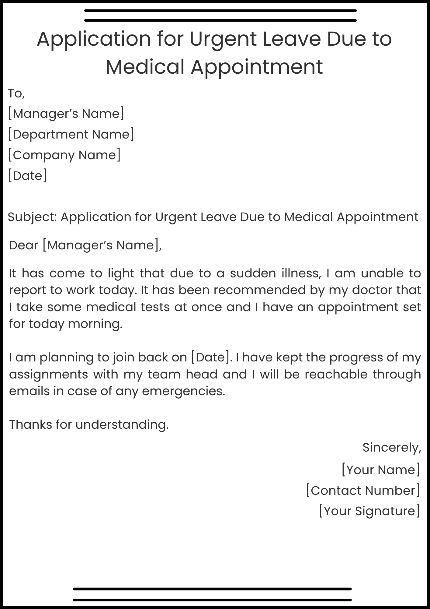 Application for Urgent Leave Due to Medical Appointment