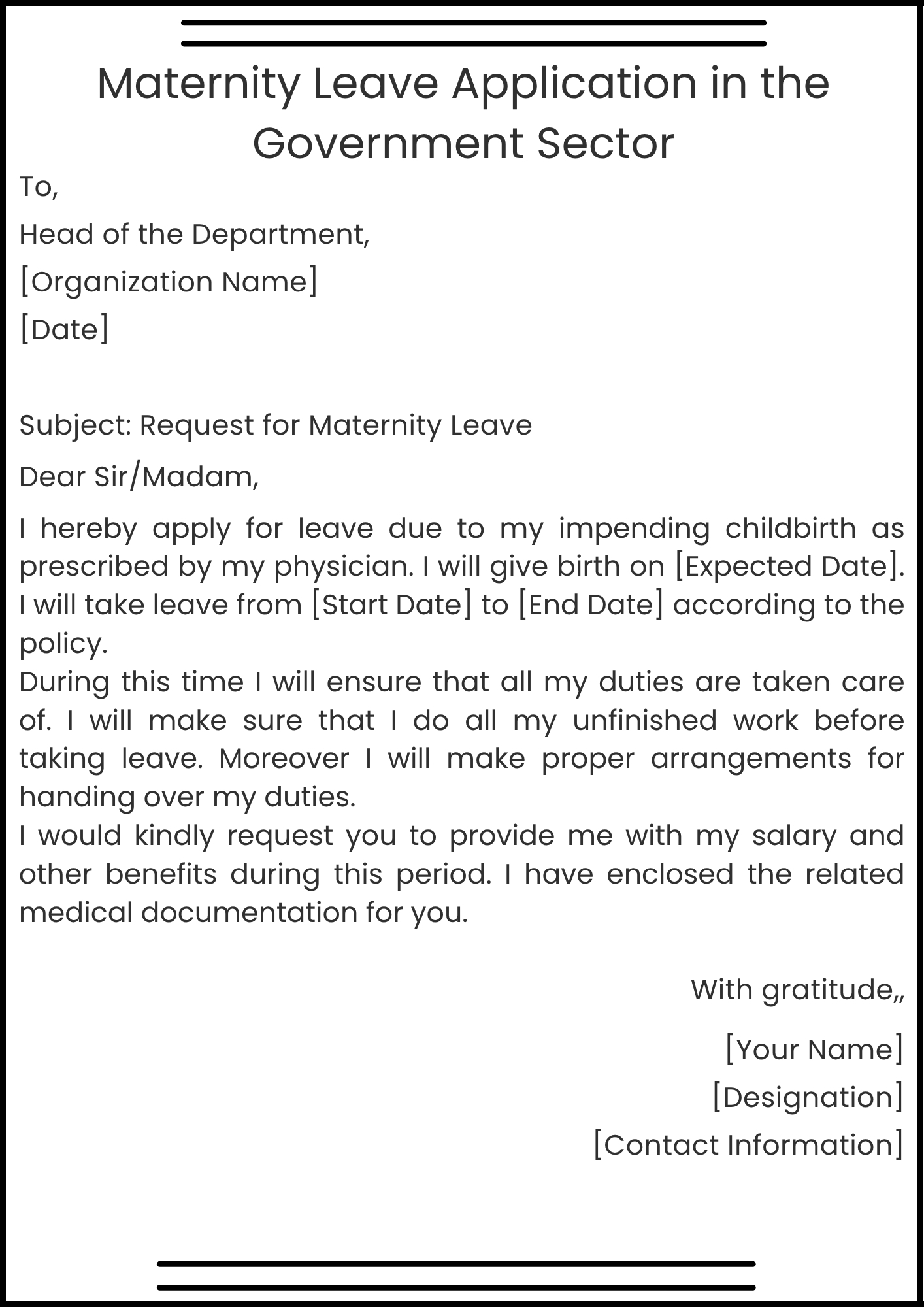 Maternity Leave Application in the Government Sector