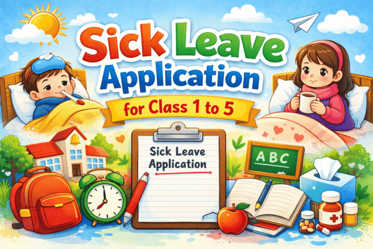 Sick Leave Application for Class 1 to 5