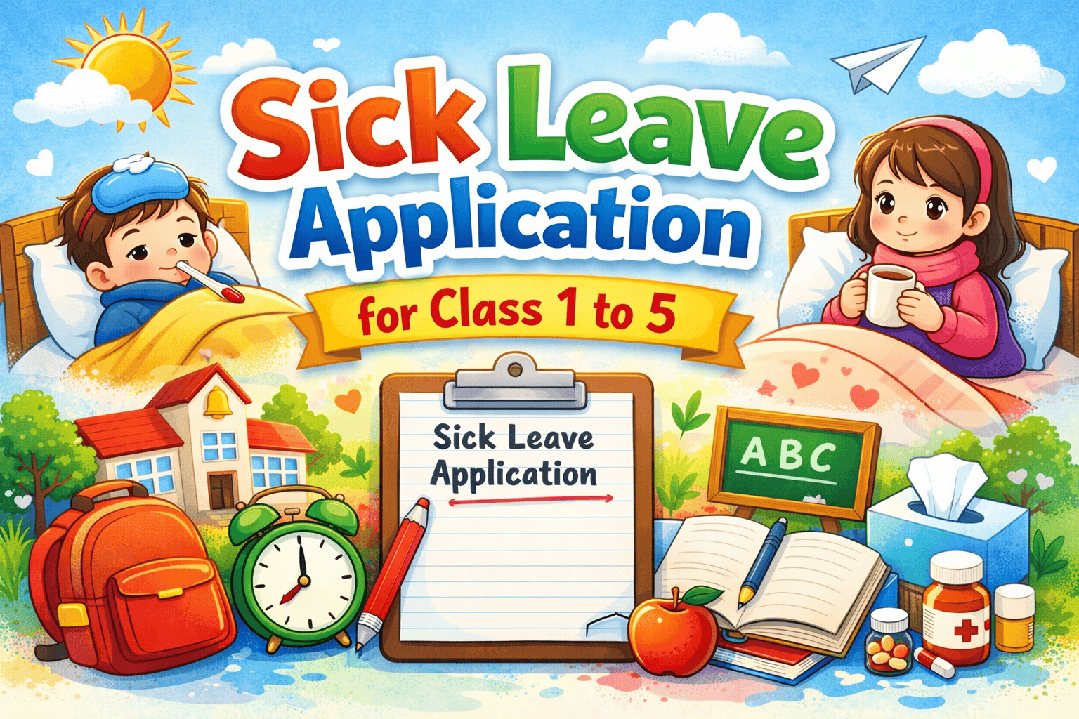Sick Leave Application for Class 1 to 5