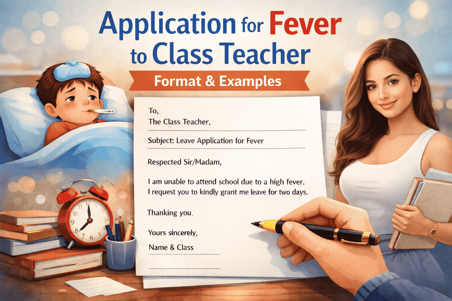 application for fever to class teacher