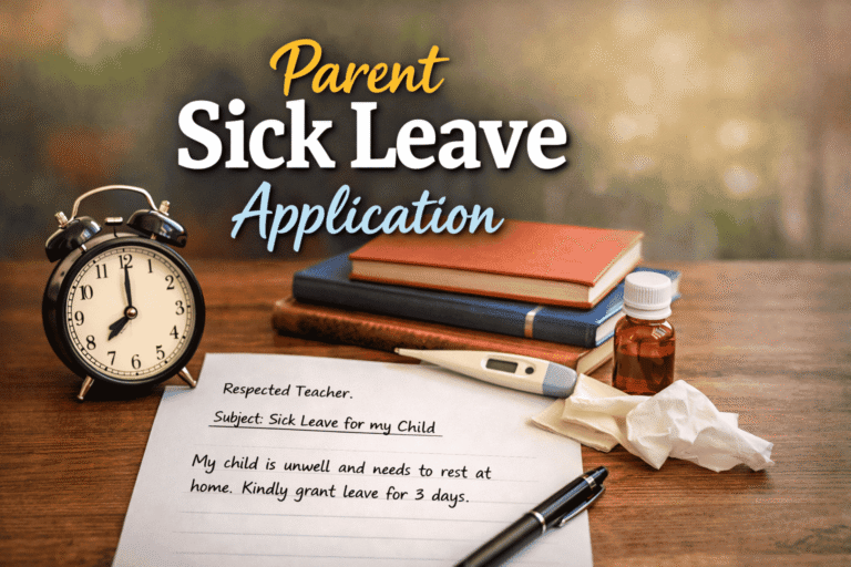 Parent Sick Leave Application to School Teacher (Format & Example)