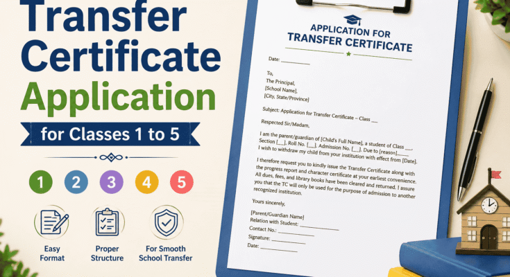 How to Write a Transfer Certificate Application for Classes 1 to 5 in English